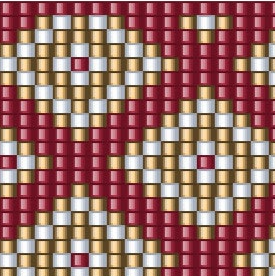 Ein eleganter, rot-weißer goldig gewebtes Armband mit einem ansprechenden Muster, das stilvolle Akzente setzt.