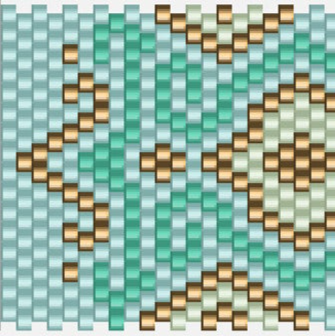  Ein lebhaftes Muster in Blau und Grün, das ein Diamantdesign zeigt.