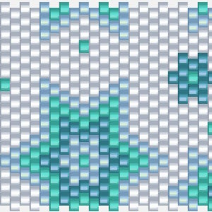 Luxuriöses, gemustertes Gewebe in Blau und Grün mit einem stilvollen Kreuzmuster, perfekt für kreative Häkelarbeiten.