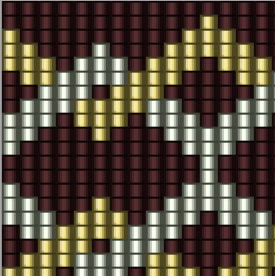 Bunte Muster in Braun, Gold und Silber, perfekt für das Weben von Armbändern und anderen Handarbeiten.