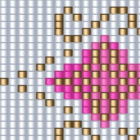 Muster für eine Decke mit rosa und goldigen Quadraten, perfekt für das Armbandweben und andere Handarbeiten.