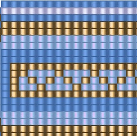 Luxuriöses Design mit blauen und goldenen Quadraten, die harmonisch in einer Reihe angeordnet sind.