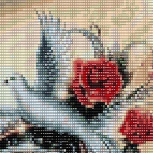 Muster mit einem Herz und Rosen, ideal für kreative Perlenweben-Projekte.