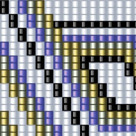 Muster mit blauen, goldigen und schwarzen Streifen, ideal für das Weben von Armbändern.