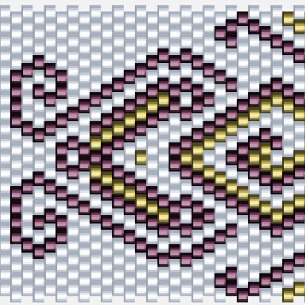 Stilvolles Häkelmuster mit einem modernen, abstrakten Design, ideal für anspruchsvolle Handarbeitsprojekte.