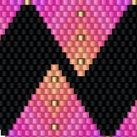 Stilvolles Häkelmuster mit einer Anordnung von pinken und schwarzen Dreiecken.