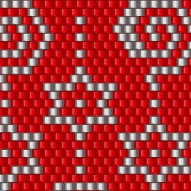 Elegantes rotes und weißes geometrisches Design mit einem Stern in der Mitte, perfekt für Häkelprojekte.