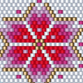 Muster für eine luxuriöse Perlenkugel, geschmückt mit roten und rosa Akzenten, perfekt für besondere Anlässe.