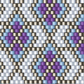 Raffiniertes Häkelmuster mit stilvollen lila und blauen geometrischen Linien.