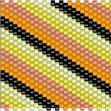 Perlenkettemuster-häkeln-Linien-verlaufen-von-lins-unten-nach-rechts-oben-in-den-Farben-schwarz-orange-gelg-hellgelb-lachs.