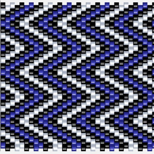 Zickzackmuster in Blau und Weiß, das eine Chevron-Optik zeigt.