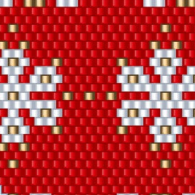 Stilvolles rotes und weißes Design mit Schneeflocken, perfekt für kreative Häkelprojekte.