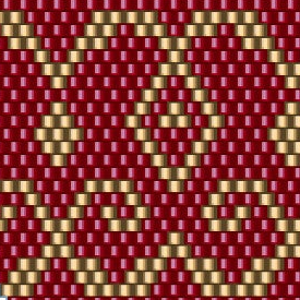  Luxuriöses geometrisches Muster in Rot und Gold, perfekt für kreative Häkelmuster-Vorlagen.