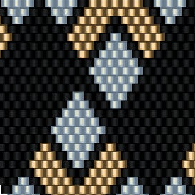 Geometrisches Muster in elegantem Schwarz und Gold, ideal für luxuriöse Häkelprojekte.