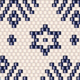 Ein Häkelmuster mit eleganten blauen und weißen geometrischen Designs, ideal für kreative Handarbeiten.