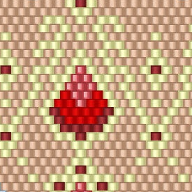 Ein elegantes Muster aus roten und gelben Dreiecken, das eine harmonische und lebendige Ästhetik vermittelt.