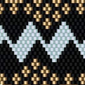 Ein elegantes Häkelmuster mit schimmernden schwarzen und goldenen Streifen, das Luxus und Stil verkörpert.