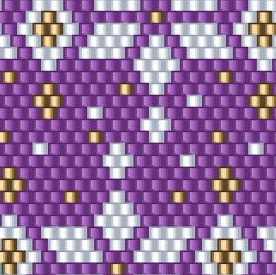 Stilvolles lila-weißes geometrisches Muster, perfekt als Vorlage für Häkelarbeiten und kunstvolle Kreationen.