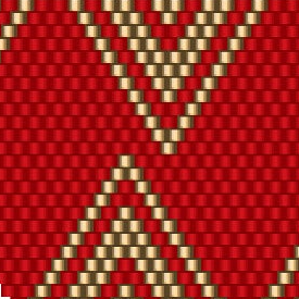 Luxuriöses geometrisches Muster in Rot und Gold, perfekt für kreative Häkelmuster-Vorlagen.