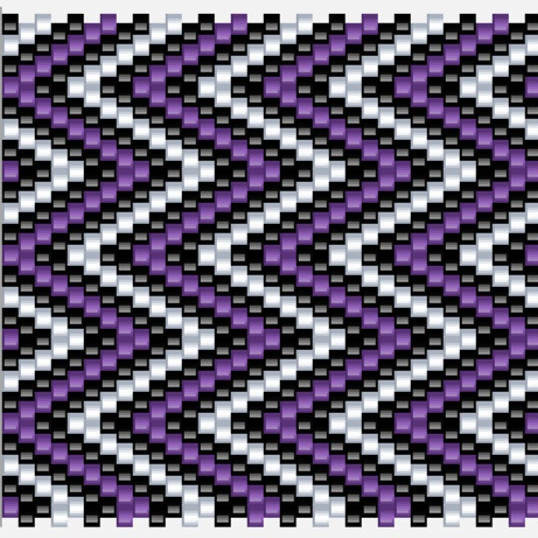 Lila und schwarzes Chevron-Muster, das sich wiederholt.