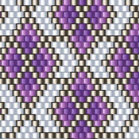 Geometrisches Muster in lila und silber, ideal für Häkelprojekte, elegant und stilvoll gestaltet.