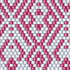 Raffiniertes Häkelmuster mit einem stilvollen Muster aus roten und weißen Quadraten für Perlenarbeiten.