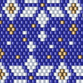 Stilvolles blau-weißes geometrisches Muster, perfekt als Vorlage für Häkelarbeiten und kunstvolle Kreationen.