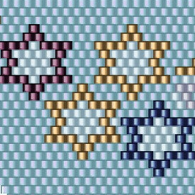 Ein elegantes Häkelmuster mit einer kunstvollen Sternen-Anordnung aus Perlen.