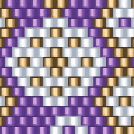 Ein elegantes Muster in Lila und Gold mit einem auffälligen Diamantdesign, ideal für Häkelprojekte.