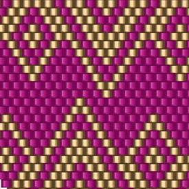 Raffiniertes Design mit pinken und goldigen Dreiecken, ideal für kreative Häkelanwendungen.