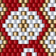  Rotes und weißes Häkelmuster mit elegantem Diamantdesign, ideal für kreative Projekte.