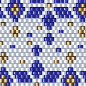 Blaues und weißes geometrisches Designmuster für Häkelarbeiten, elegant und stilvoll.