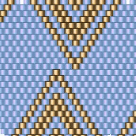 Raffiniertes Design mit blauen und goldigen Dreiecken, ideal für kreative Häkelarbeiten.