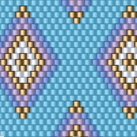 Elegantes geometrisches Design in Blau und Gold, perfekt für Häkelmuster und stilvolle Handarbeiten.