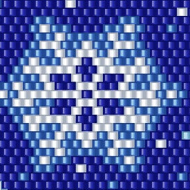 Stilvolles blau-weißes Schneeflockenmuster, perfekt für Häkelanleitungen und winterliche Dekorationen.