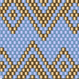 Raffiniertes Design mit blauen und goldigen Dreiecken, ideal für kreative Häkelanwendungen.