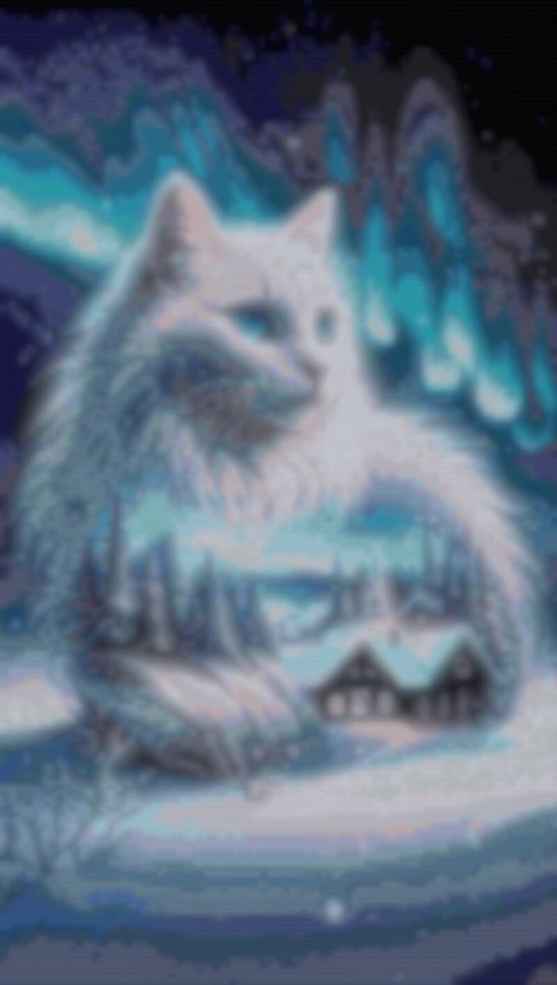 Muster einer eleganten weißen Katze mit strahlend blauen Augen.