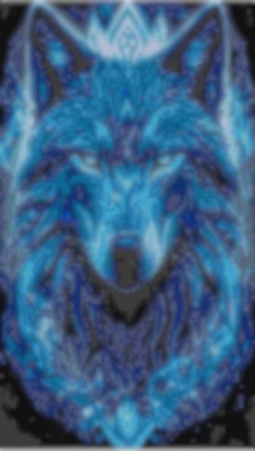 Wolfskopf-und-Brust-von-vorne-Bild-in-blau-tönen.