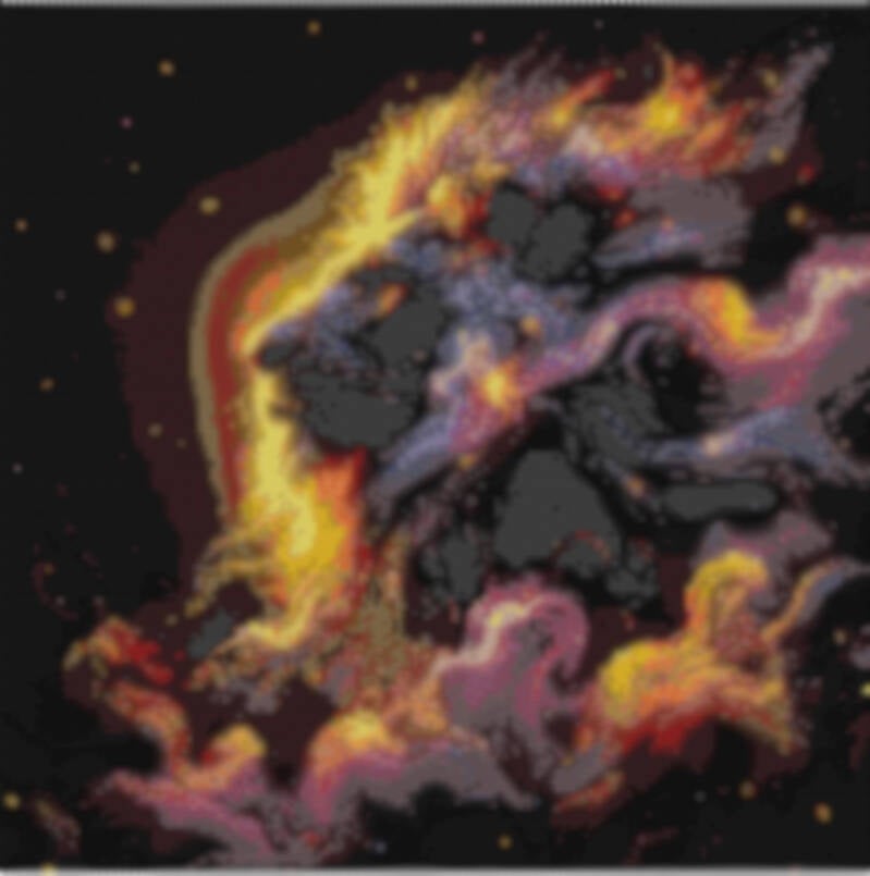 Detailreiches Muster eines Löwen, der von lodernden Flammen umgeben ist, symbolisiert Stärke und Leidenschaft.