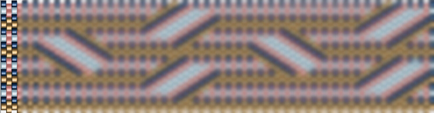 Perlenkette häkeln Mustervorlage gold dunkelblau hellblau rosa