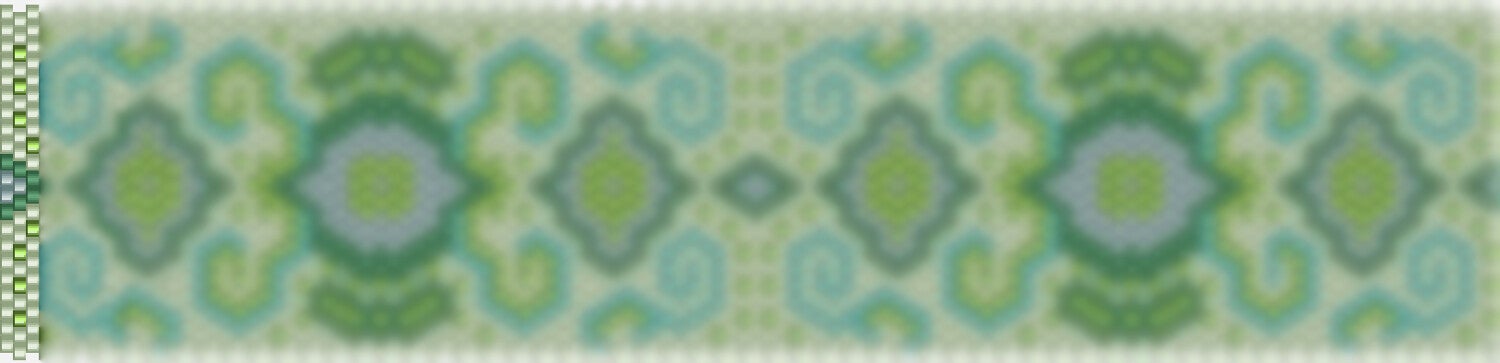 Raffiniertes  Muster in sanften Grün- und Blautönen, perfekt für kreative Häkelideen.