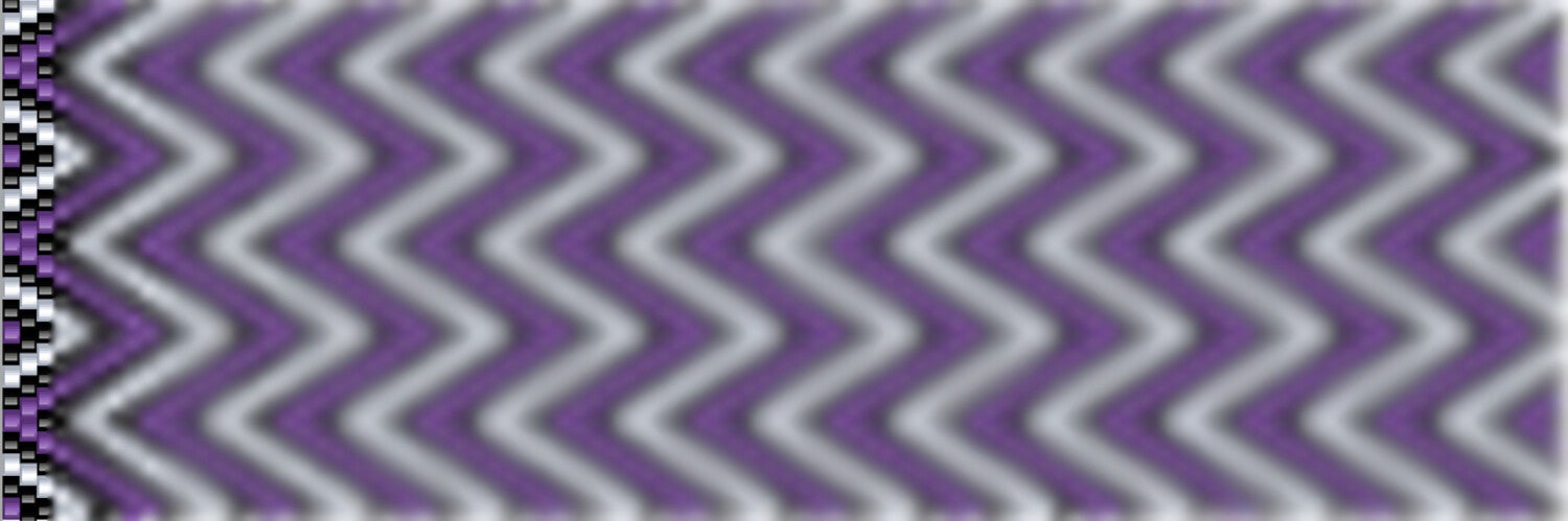 Lila und schwarzes Chevron-Muster, das sich wiederholt.