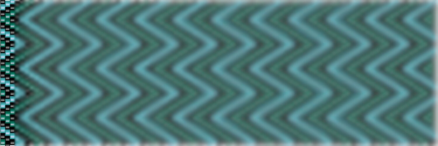 Zickzackmuster in Blau und Grün, das eine Chevron-Optik zeigt.