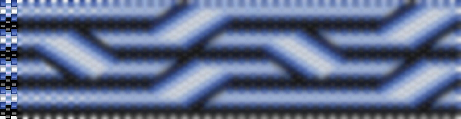 Blau-weißes, elegantes Woven-Muster, ideal für Häkelprojekte und kreative Designs.