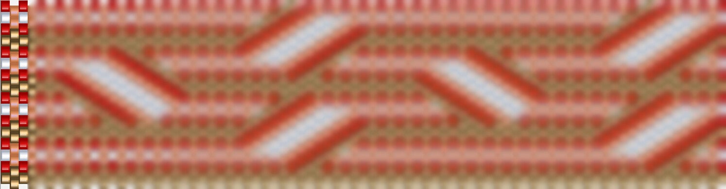 Elegantes, rotes und weißes Woven-Muster, perfekt für stilvolle Häkelanleitungen und kreative Inspiration.