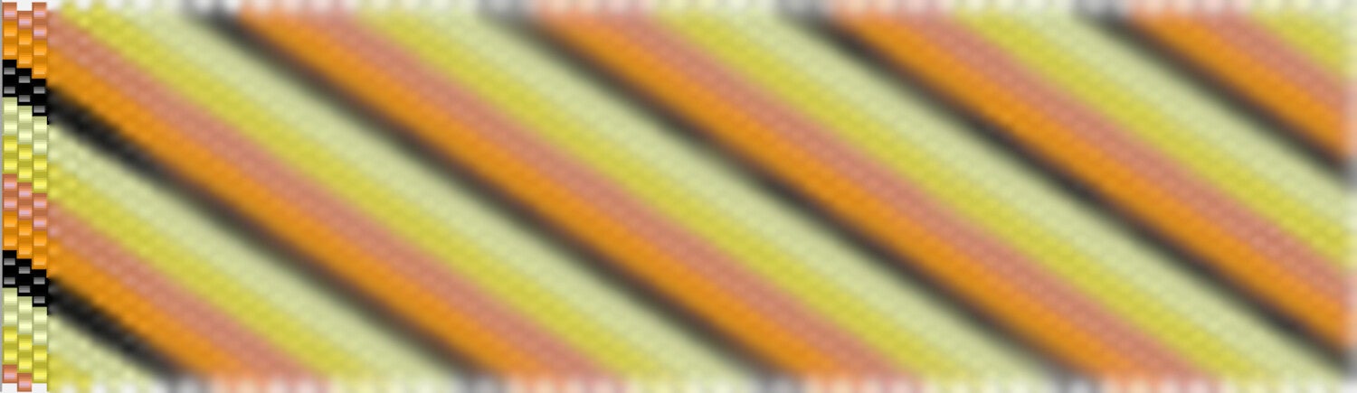 Perlenkettemuster-häkeln-Linien-verlaufen-von-lins-unten-nach-rechts-oben-in-den-Farben-schwarz-orange-gelg-hellgelb-lachs.