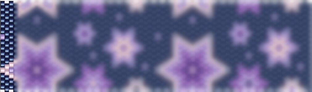 Perlenkette häkeln Mustervorlage dunkelblau hellrosa lila violet sternenmuster