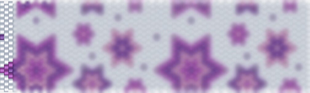 Perlenkette häkeln Mustervorlage weiss lila violet rosa sternenmuster