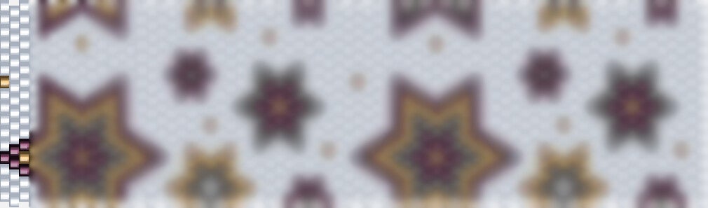 Geometrisches Muster in Lila, Blau und Gold, elegant und stilvoll, ideal für Häkelprojekte.