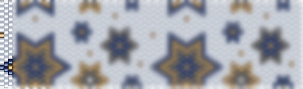 Perlenkette häkeln Mustervorlage weiss dunkelblau gold sternenmuster